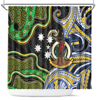South Sea Islanders And Vanuatu Shower Curtain Boar Tusk Warrior Southern Tribal Pattern DT05 Black - Polynesian Pride