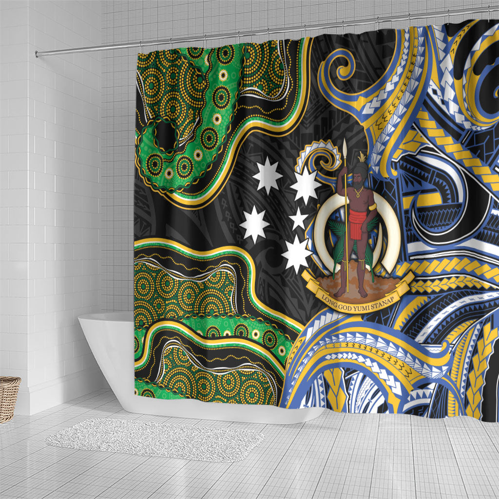 South Sea Islanders And Vanuatu Shower Curtain Boar Tusk Warrior Southern Tribal Pattern DT05 - Polynesian Pride