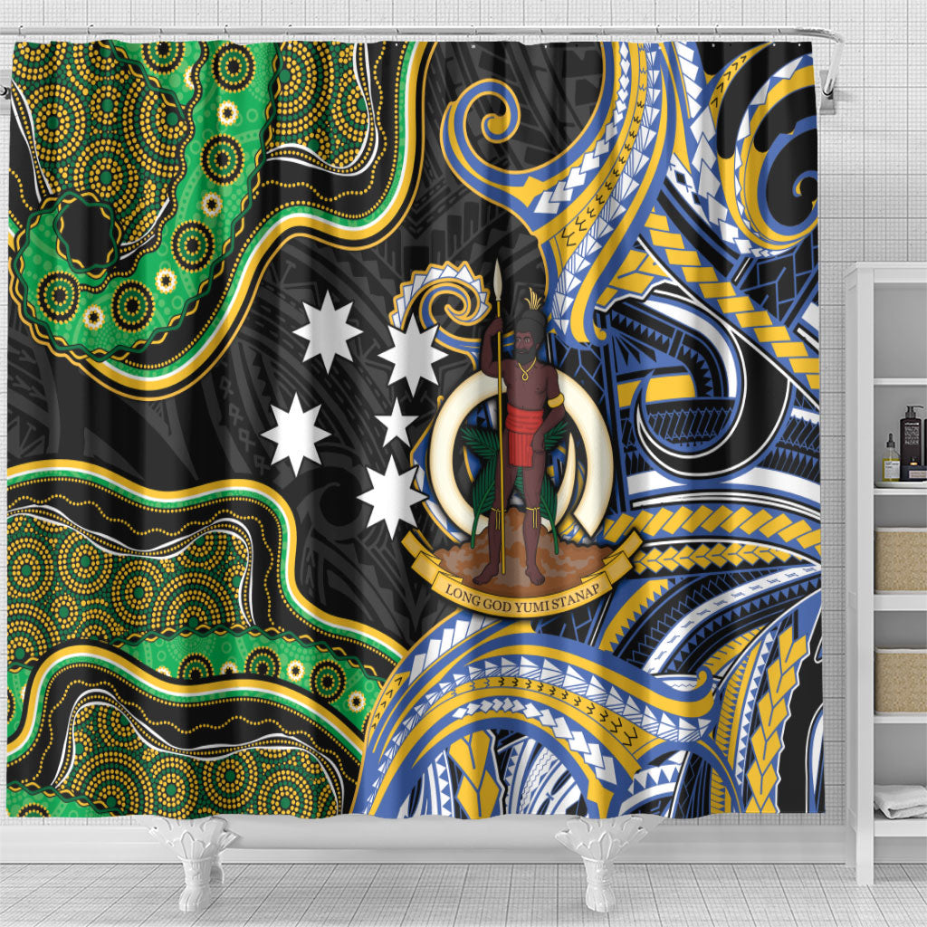 South Sea Islanders And Vanuatu Shower Curtain Boar Tusk Warrior Southern Tribal Pattern DT05 - Polynesian Pride
