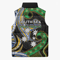 South Sea Islanders And Vanuatu Sleeveless Puffer Jacket Boar Tusk Warrior Southern Tribal Pattern DT05 - Polynesian Pride
