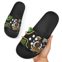 South Sea Islanders And Vanuatu Slide Sandals Boar Tusk Warrior Southern Tribal Pattern DT05 - Polynesian Pride