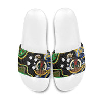 South Sea Islanders And Vanuatu Slide Sandals Boar Tusk Warrior Southern Tribal Pattern DT05 Black - Polynesian Pride