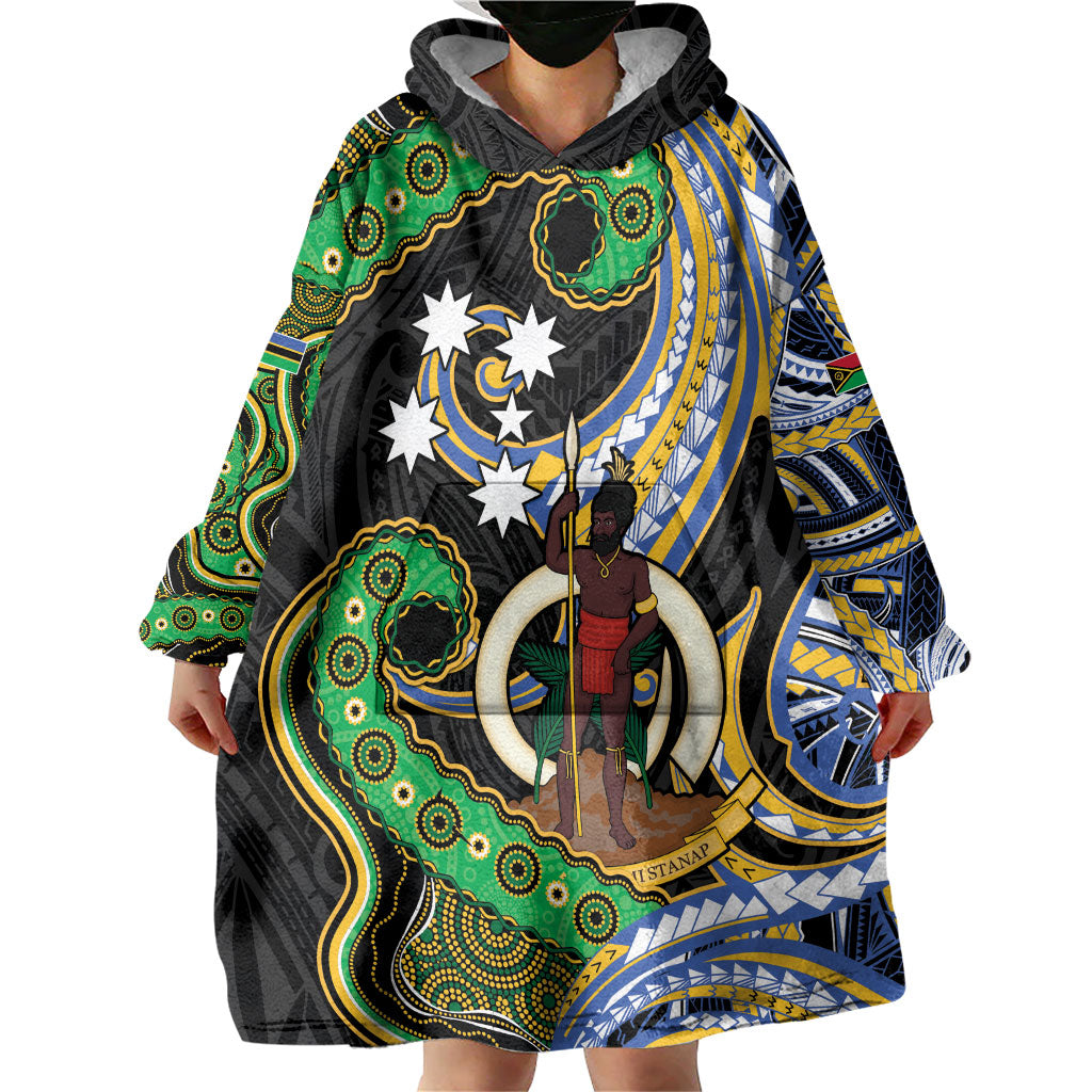 South Sea Islanders And Vanuatu Wearable Blanket Hoodie Boar Tusk Warrior Southern Tribal Pattern DT05 - Polynesian Pride