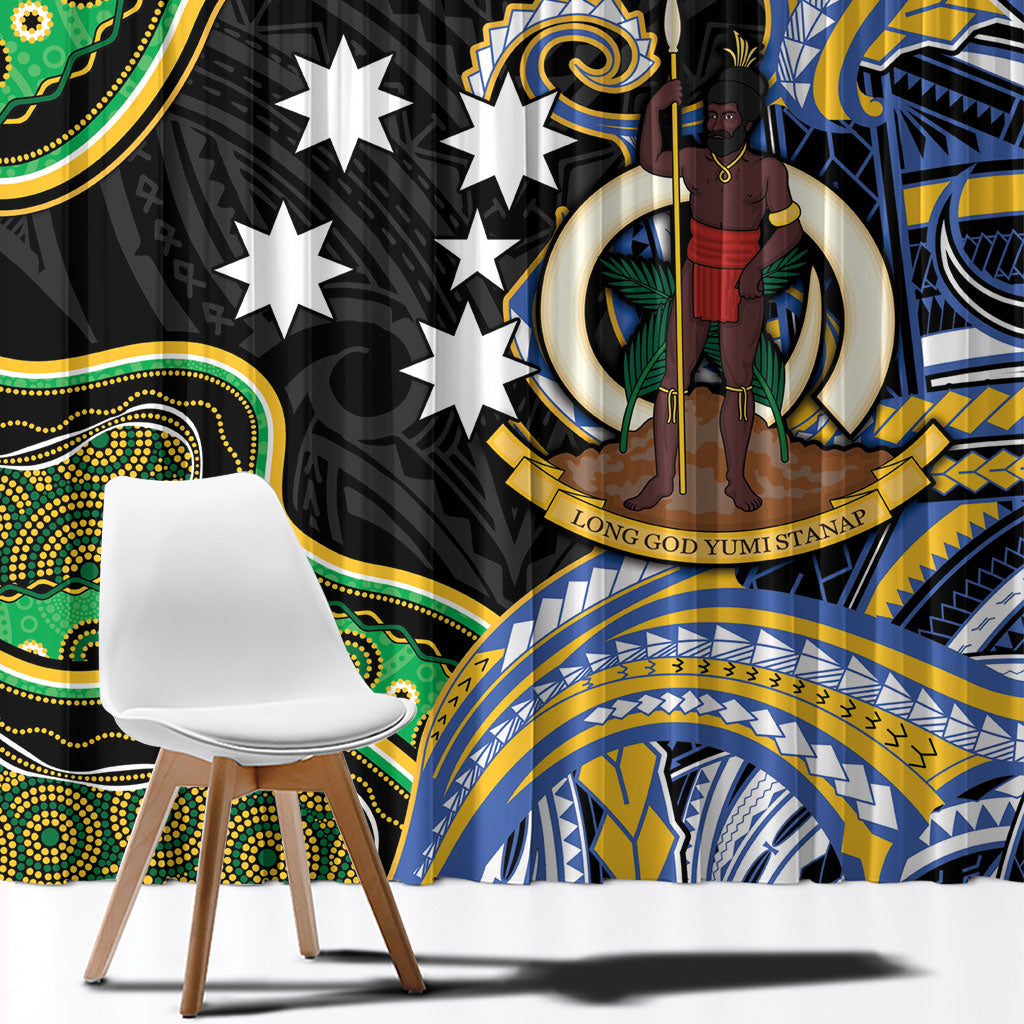 South Sea Islanders And Vanuatu Window Curtain Boar Tusk Warrior Southern Tribal Pattern DT05 - Polynesian Pride