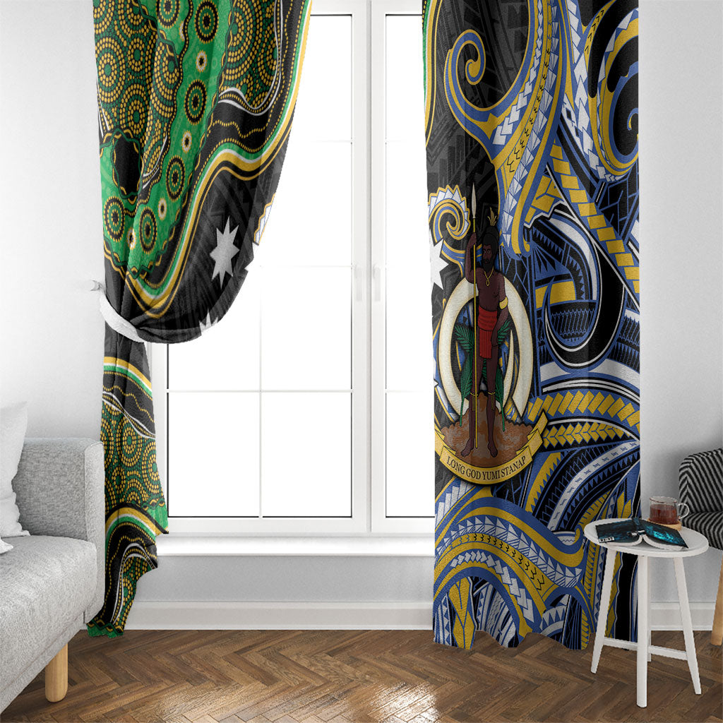 South Sea Islanders And Vanuatu Window Curtain Boar Tusk Warrior Southern Tribal Pattern DT05 - Polynesian Pride