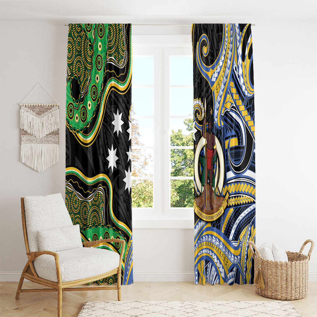 South Sea Islanders And Vanuatu Window Curtain Boar Tusk Warrior Southern Tribal Pattern DT05 - Polynesian Pride