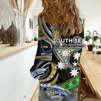 South Sea Islanders And Vanuatu Women Casual Shirt Boar Tusk Warrior Southern Tribal Pattern DT05 - Polynesian Pride