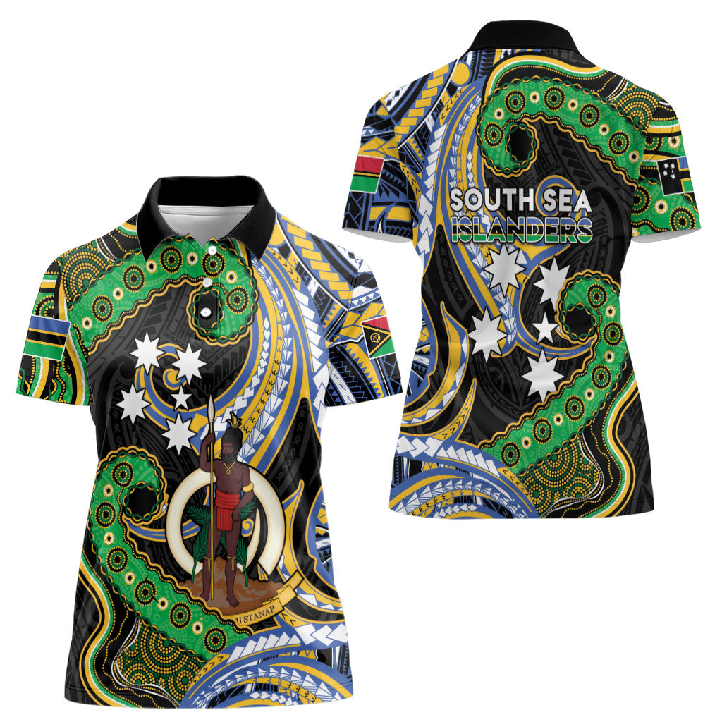 South Sea Islanders And Vanuatu Women Polo Shirt Boar Tusk Warrior Southern Tribal Pattern DT05 - Polynesian Pride