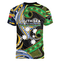 South Sea Islanders And Vanuatu Women V-Neck T-Shirt Boar Tusk Warrior Southern Tribal Pattern DT05 - Polynesian Pride