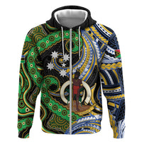 South Sea Islanders And Vanuatu Zip Hoodie Boar Tusk Warrior Southern Tribal Pattern DT05 Zip Hoodie Black - Polynesian Pride