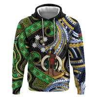 South Sea Islanders And Vanuatu Zip Hoodie Boar Tusk Warrior Southern Tribal Pattern DT05 Pullover Hoodie Black - Polynesian Pride