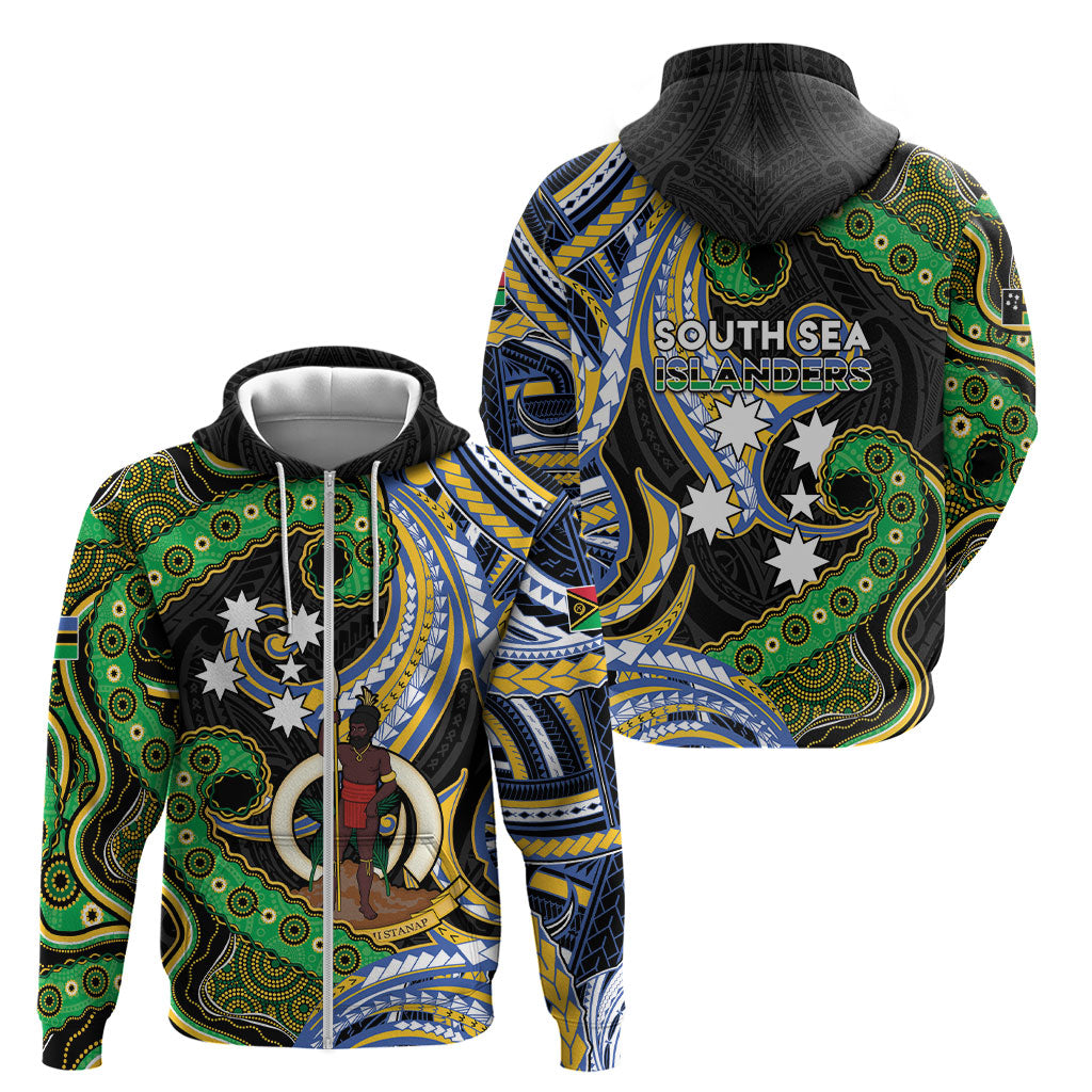 South Sea Islanders And Vanuatu Zip Hoodie Boar Tusk Warrior Southern Tribal Pattern DT05 - Polynesian Pride