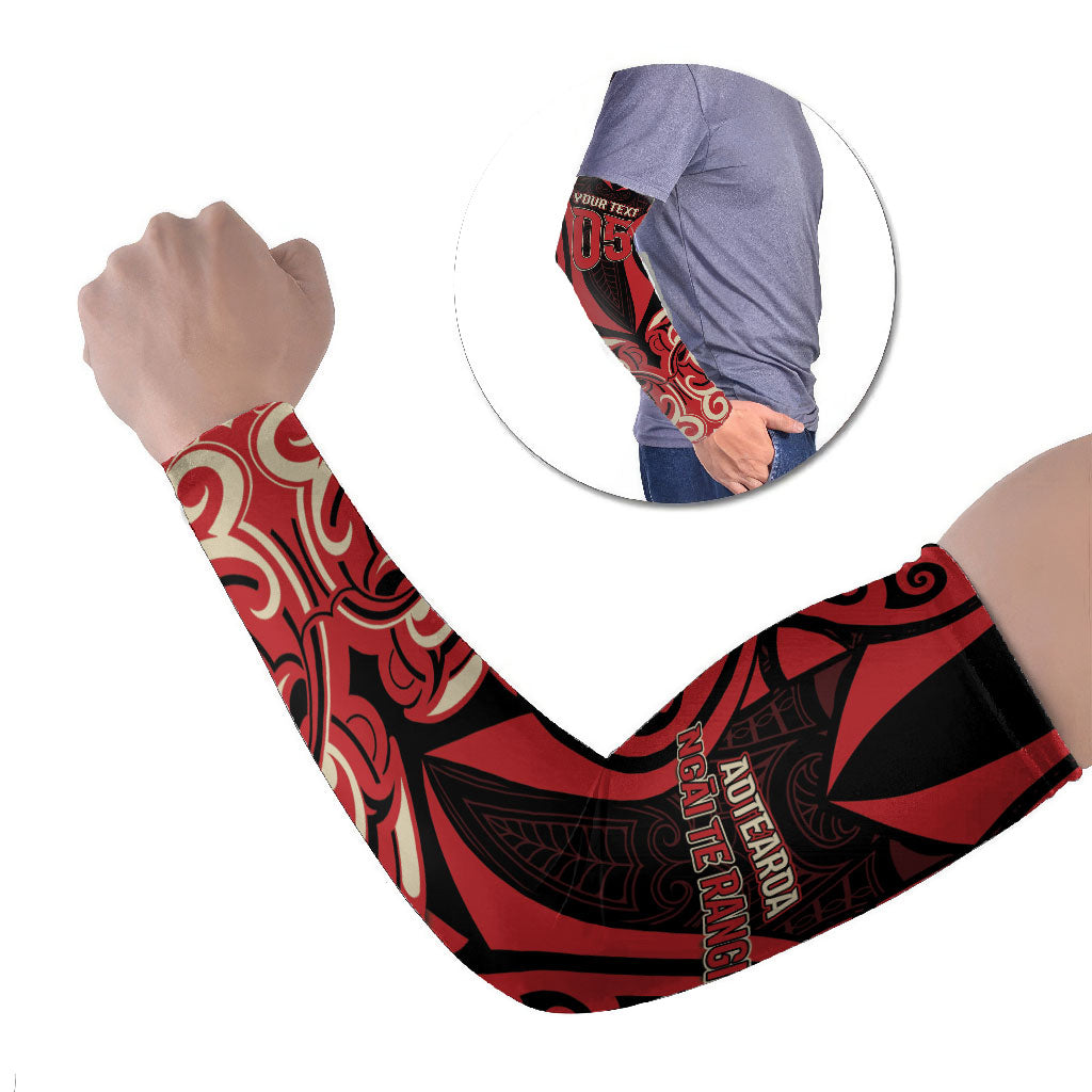 Custom Aotearoa Ngai Te Rangi Arm Sleeves New Zealand Traditional Maori Pattern DT05 Set of 2 Red - Polynesian Pride