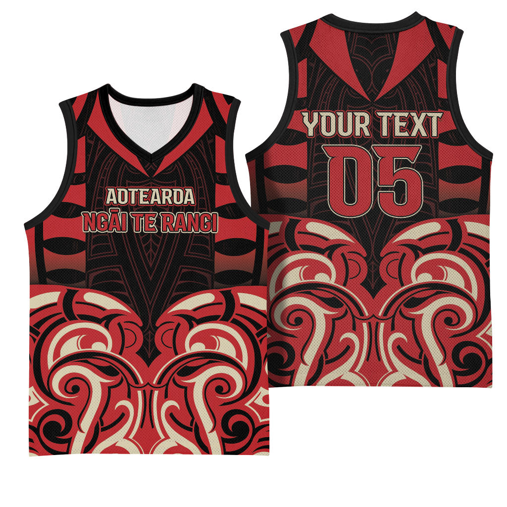 Custom Aotearoa Ngai Te Rangi Basketball Jersey New Zealand Traditional Maori Pattern DT05 - Polynesian Pride
