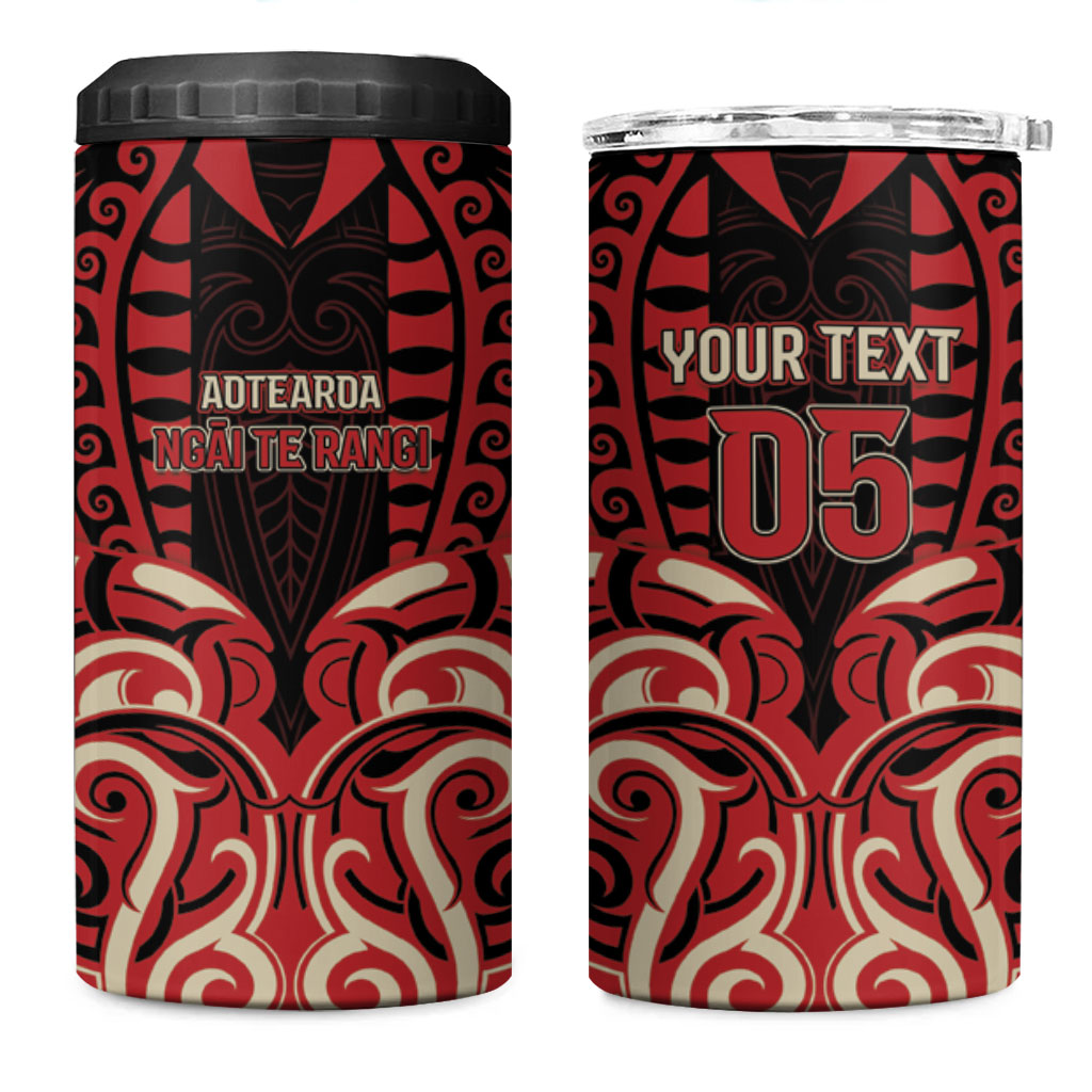 Custom Aotearoa Ngai Te Rangi 4 in 1 Can Cooler Tumbler New Zealand Traditional Maori Pattern DT05 One Size: 16 oz Red - Polynesian Pride