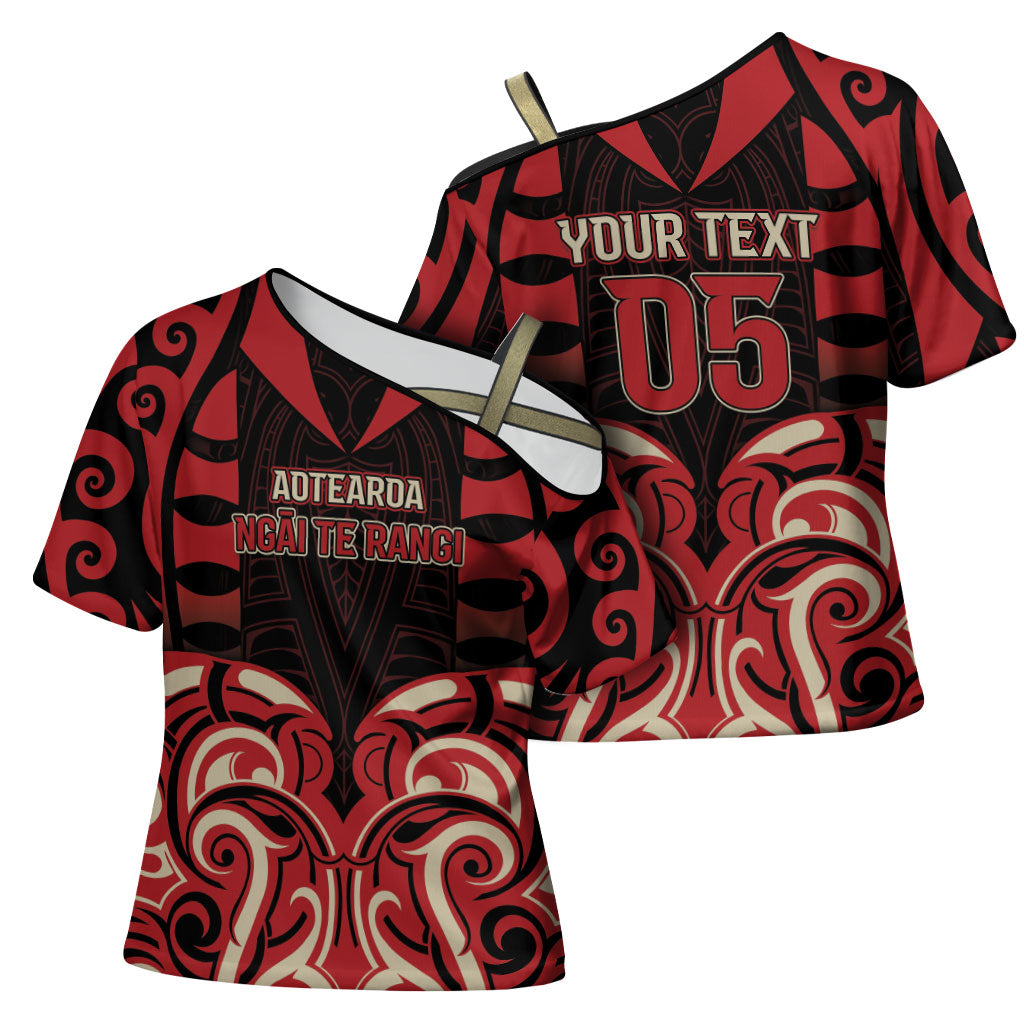 Custom Aotearoa Ngai Te Rangi Cross Shoulder Shirt New Zealand Traditional Maori Pattern DT05 - Polynesian Pride
