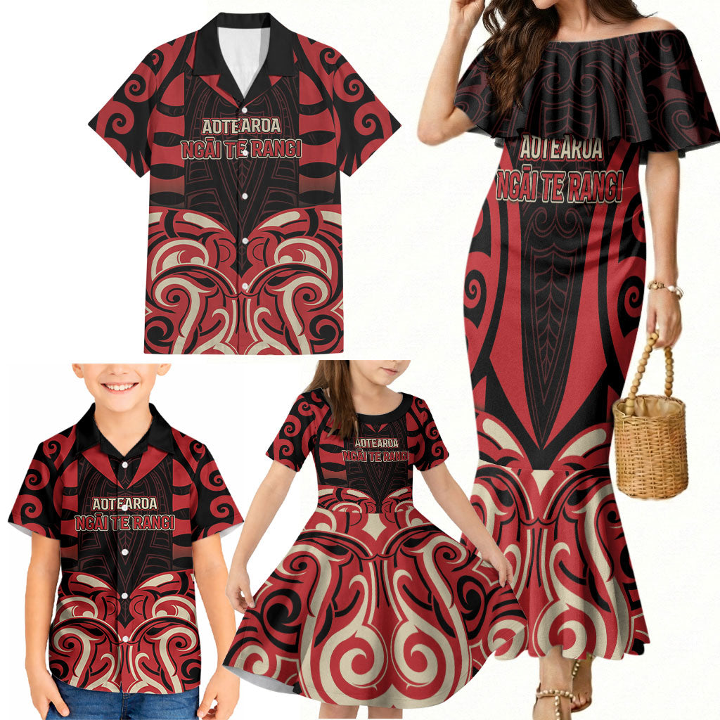 Custom Aotearoa Ngai Te Rangi Family Matching Mermaid Dress and Hawaiian Shirt New Zealand Traditional Maori Pattern DT05 - Polynesian Pride