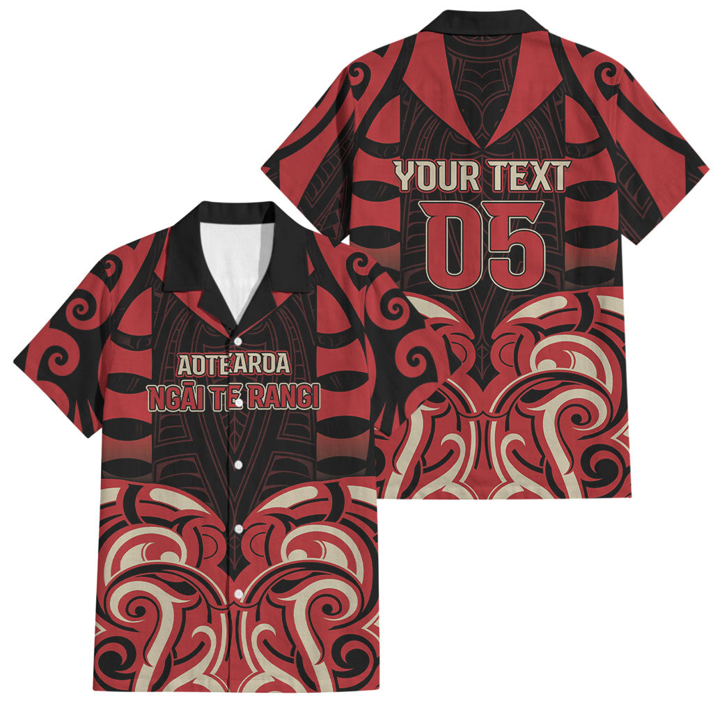 Custom Aotearoa Ngai Te Rangi Family Matching Puletasi and Hawaiian Shirt New Zealand Traditional Maori Pattern DT05 Dad's Shirt - Short Sleeve Red - Polynesian Pride
