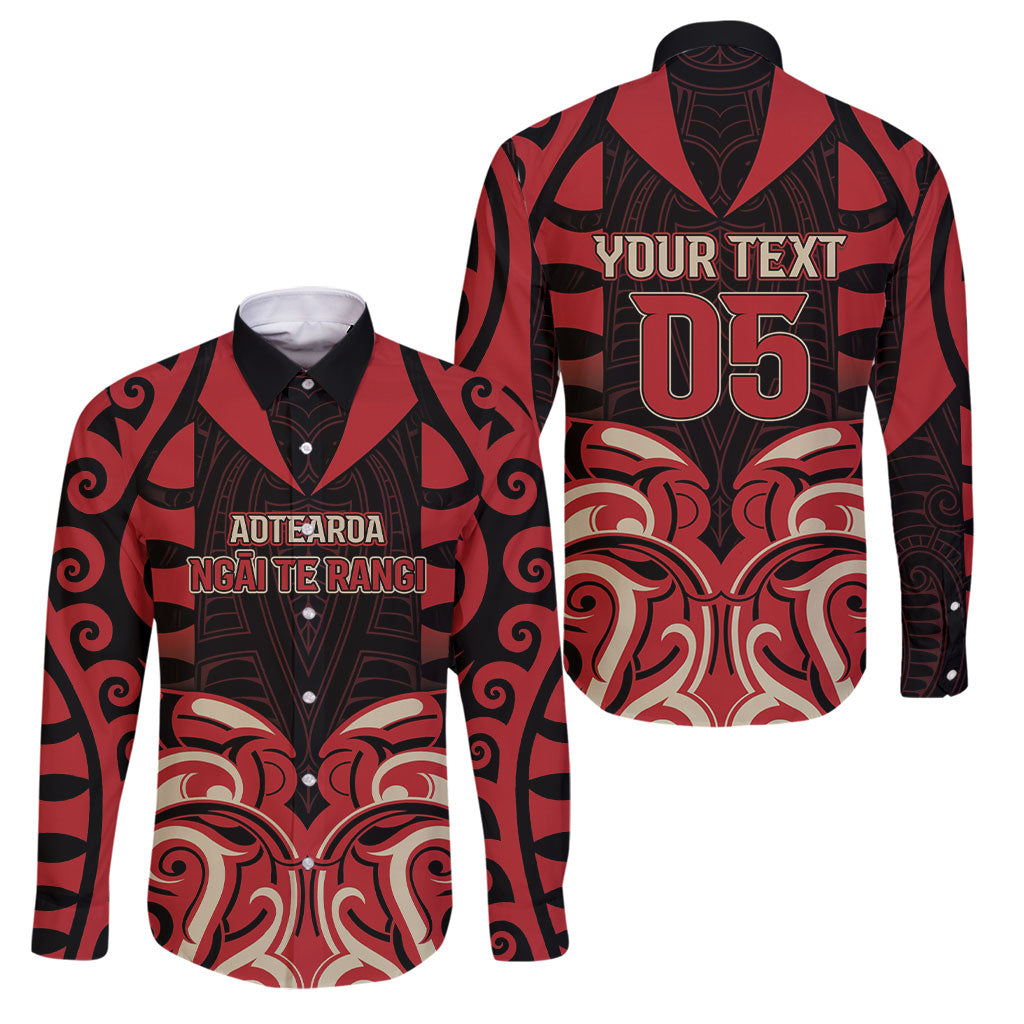 Custom Aotearoa Ngai Te Rangi Family Matching Puletasi and Hawaiian Shirt New Zealand Traditional Maori Pattern DT05 Dad's Shirt - Long Sleeve Red - Polynesian Pride