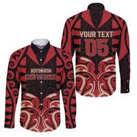 Custom Aotearoa Ngai Te Rangi Family Matching Puletasi and Hawaiian Shirt New Zealand Traditional Maori Pattern DT05 Dad's Shirt - Long Sleeve Red - Polynesian Pride
