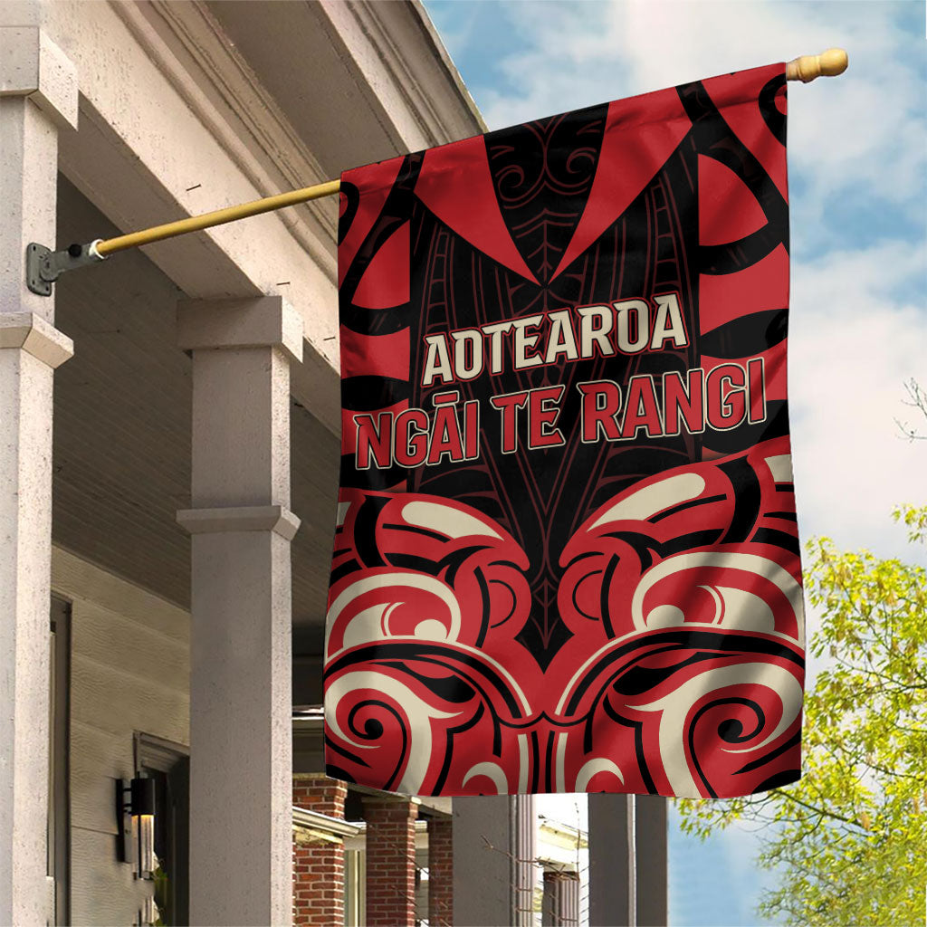 Aotearoa Ngai Te Rangi Garden Flag New Zealand Traditional Maori Pattern DT05 House Flag Red - Polynesian Pride