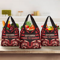 Aotearoa Ngai Te Rangi Grocery Bag New Zealand Traditional Maori Pattern DT05 3-pack One Size Red - Polynesian Pride