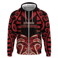Custom Aotearoa Ngai Te Rangi Hoodie New Zealand Traditional Maori Pattern DT05 Zip Hoodie Red - Polynesian Pride