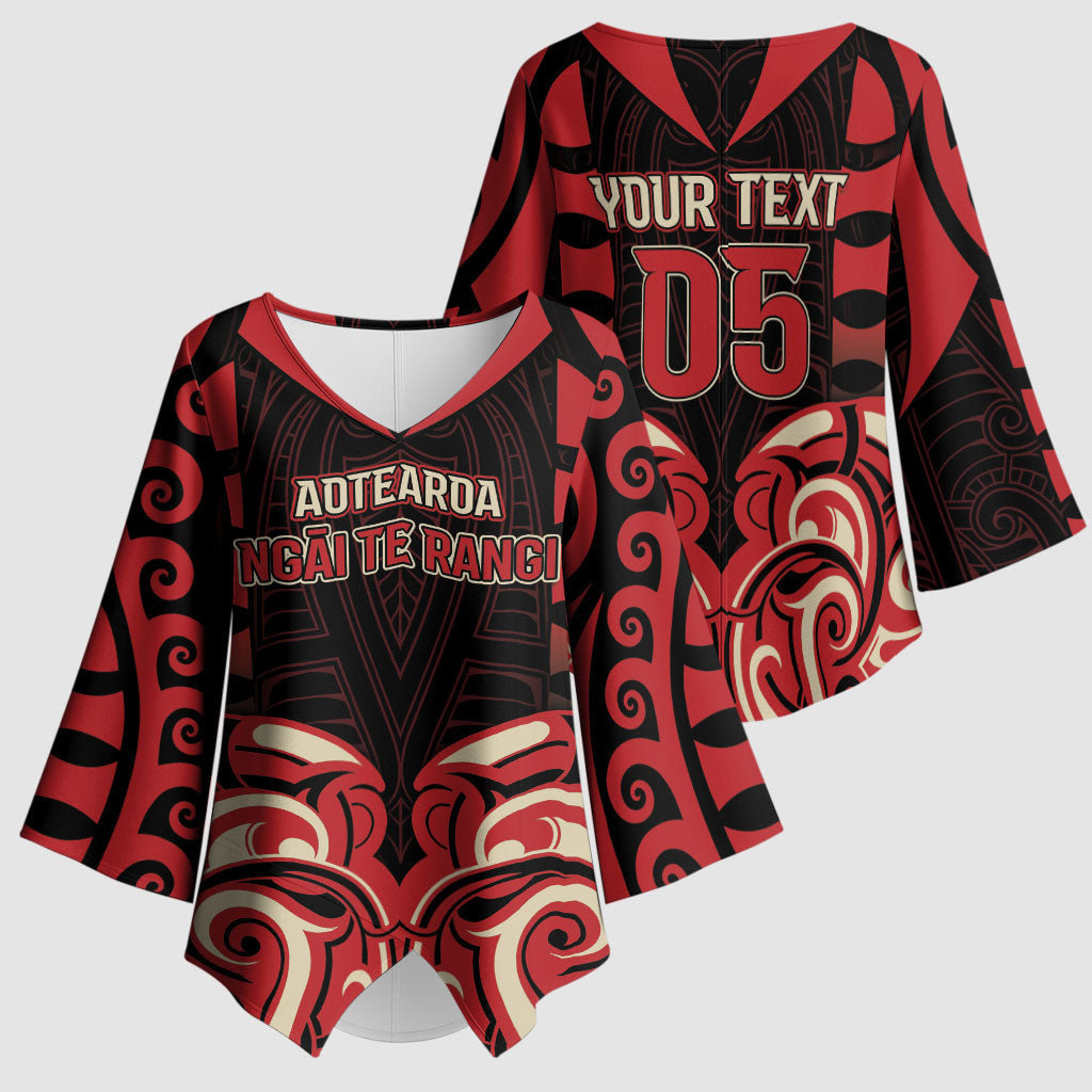 Custom Aotearoa Ngai Te Rangi Kimono Sleeve Blouse New Zealand Traditional Maori Pattern DT05 - Polynesian Pride