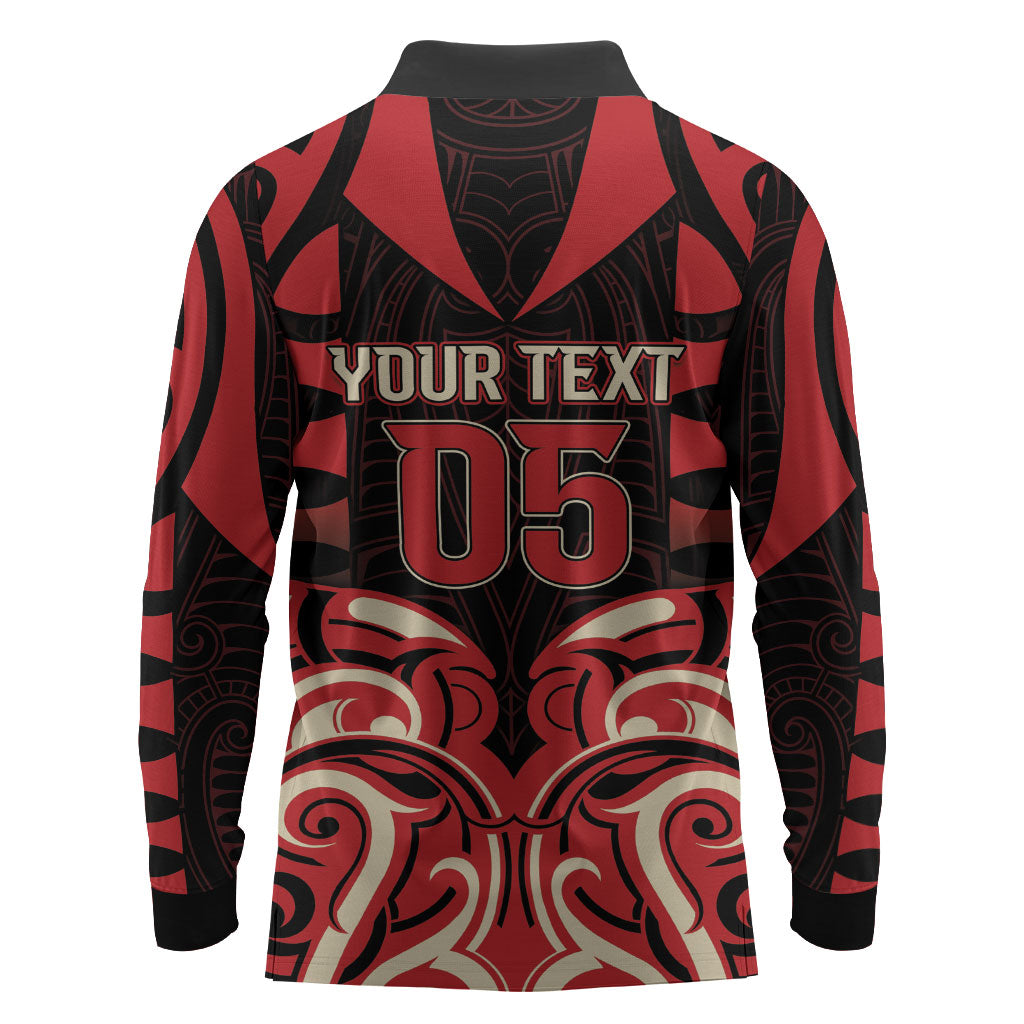 Custom Aotearoa Ngai Te Rangi Long Sleeve Polo Shirt New Zealand Traditional Maori Pattern DT05 - Polynesian Pride