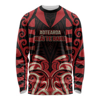 Custom Aotearoa Ngai Te Rangi Long Sleeve Shirt New Zealand Traditional Maori Pattern DT05 Unisex Red - Polynesian Pride