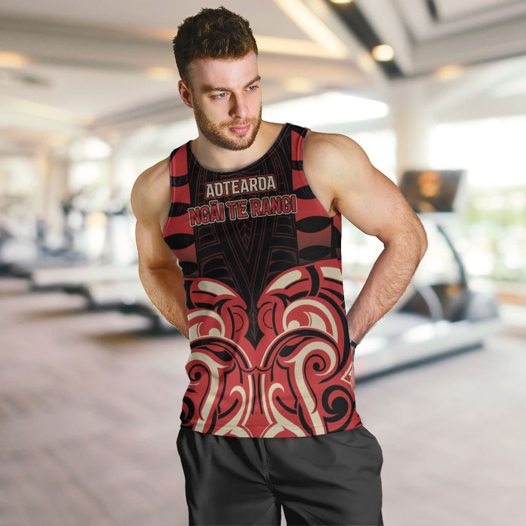 Custom Aotearoa Ngai Te Rangi Men Tank Top New Zealand Traditional Maori Pattern DT05 Red - Polynesian Pride