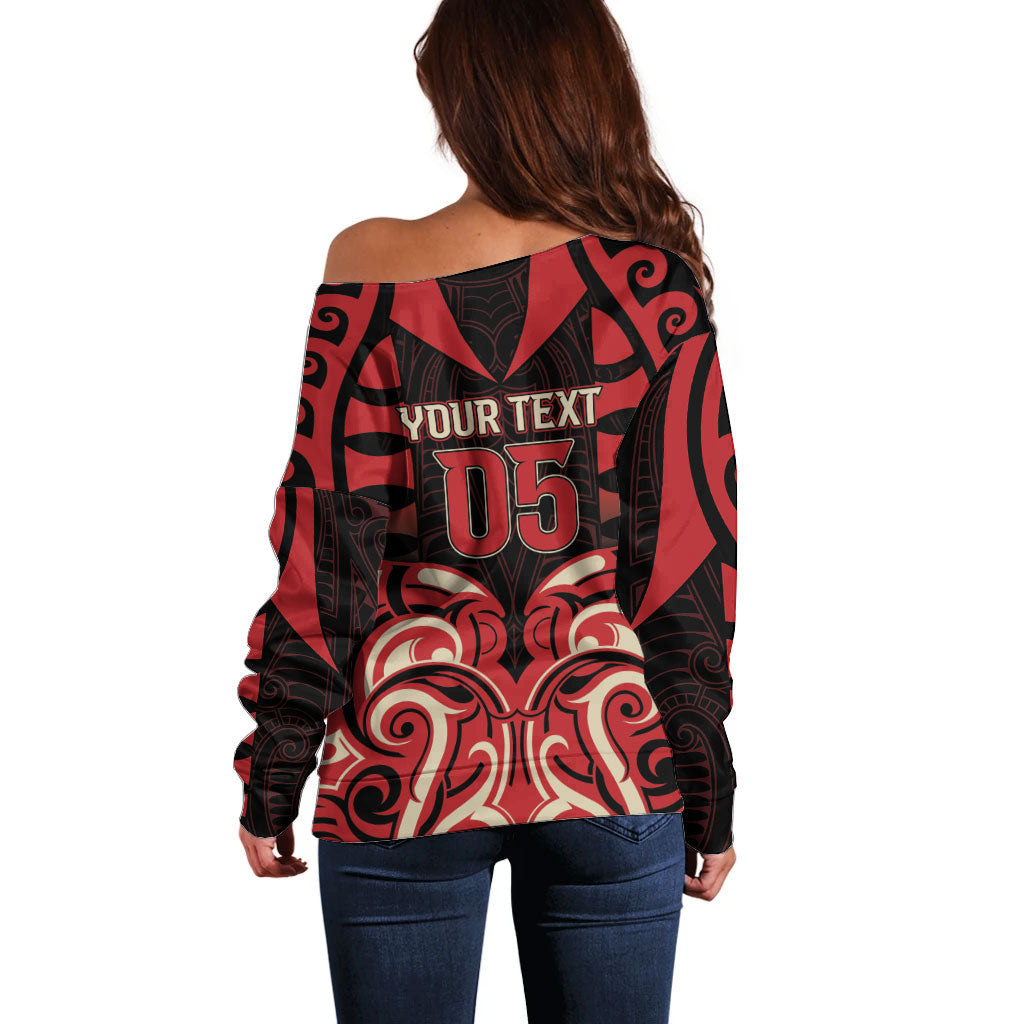 Custom Aotearoa Ngai Te Rangi Off Shoulder Sweater New Zealand Traditional Maori Pattern DT05 - Polynesian Pride