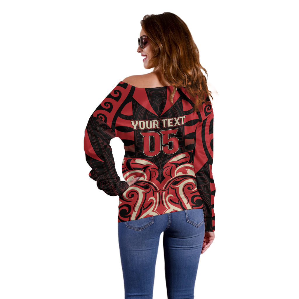 Custom Aotearoa Ngai Te Rangi Off Shoulder Sweater New Zealand Traditional Maori Pattern DT05 - Polynesian Pride