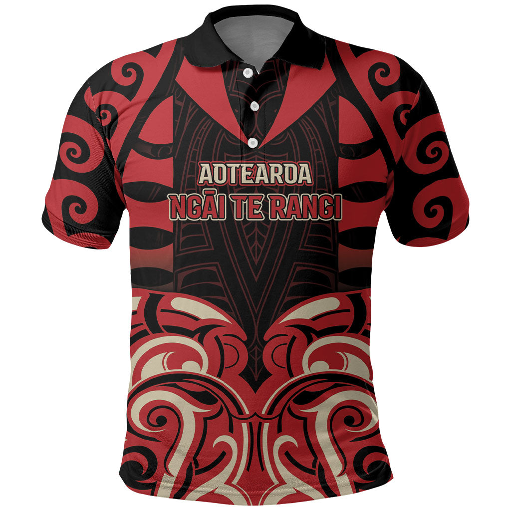 Custom Aotearoa Ngai Te Rangi Polo Shirt New Zealand Traditional Maori Pattern DT05 Red - Polynesian Pride