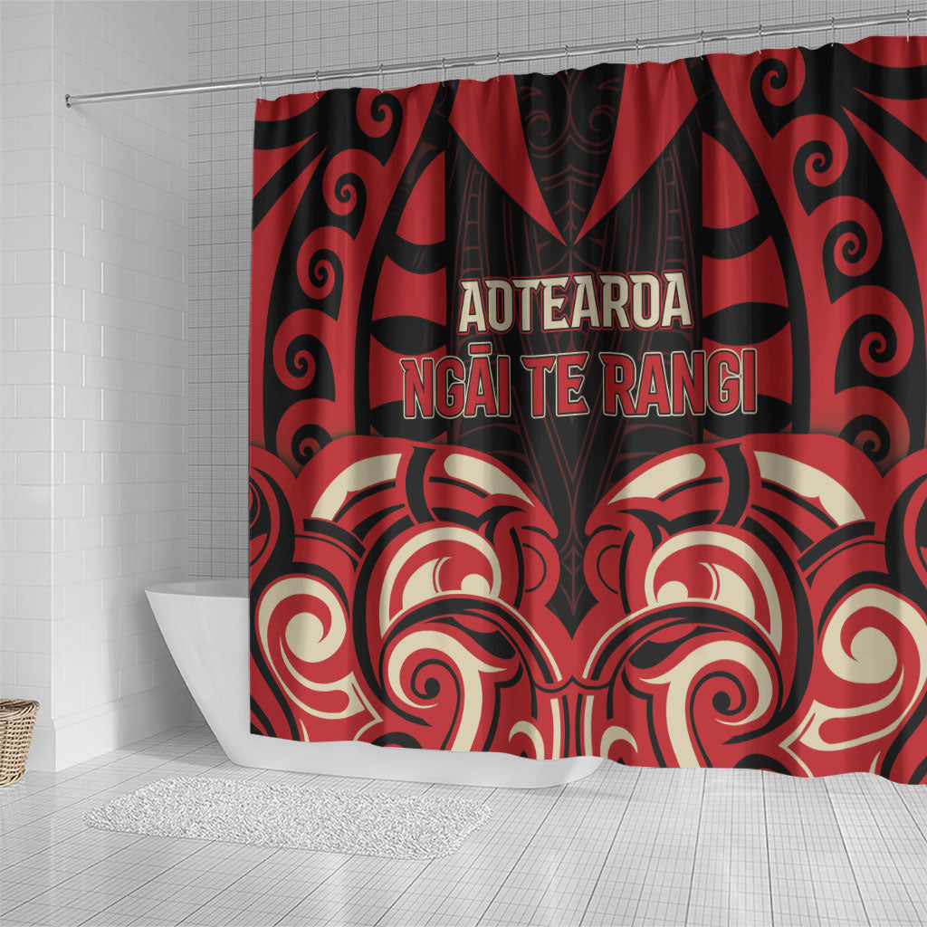 Aotearoa Ngai Te Rangi Shower Curtain New Zealand Traditional Maori Pattern DT05 - Polynesian Pride