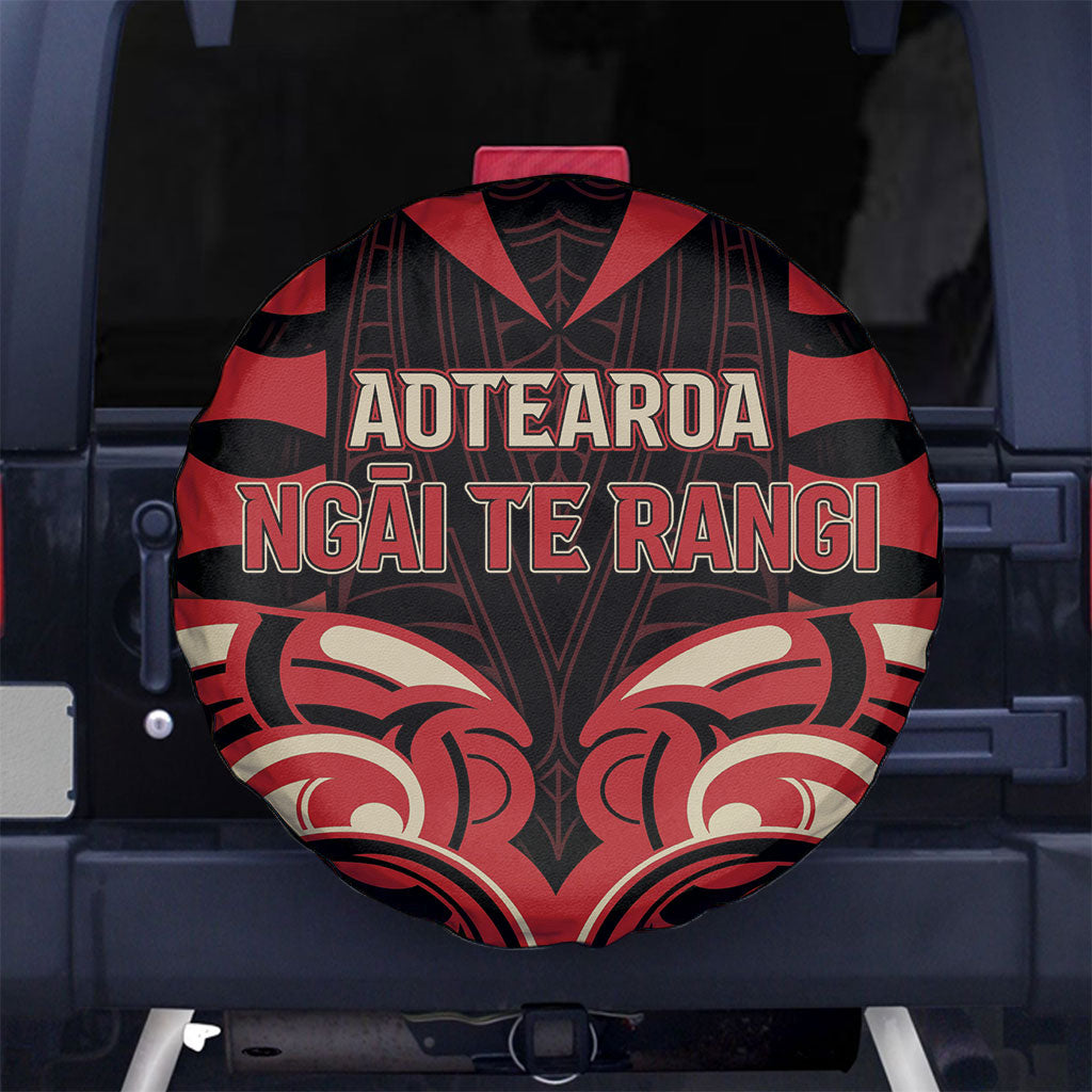 Aotearoa Ngai Te Rangi Spare Tire Cover New Zealand Traditional Maori Pattern DT05 No hole Red - Polynesian Pride