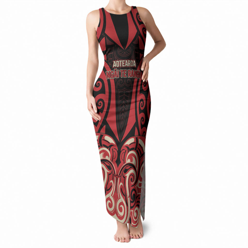 Custom Aotearoa Ngai Te Rangi Tank Maxi Dress New Zealand Traditional Maori Pattern DT05 Women Red - Polynesian Pride