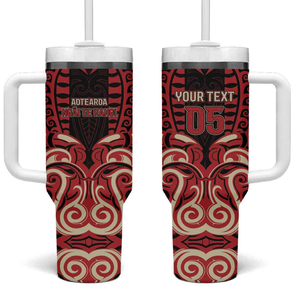 Custom Aotearoa Ngai Te Rangi Tumbler With Handle New Zealand Traditional Maori Pattern DT05 One Size: 40 oz Red - Polynesian Pride