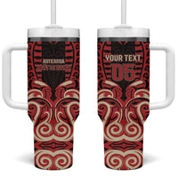 Custom Aotearoa Ngai Te Rangi Tumbler With Handle New Zealand Traditional Maori Pattern DT05 One Size: 40 oz Red - Polynesian Pride