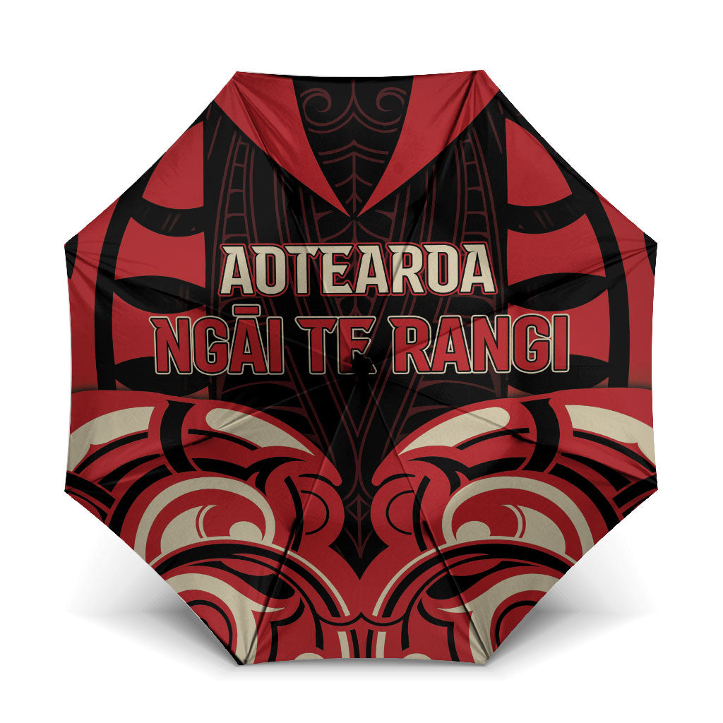 Aotearoa Ngai Te Rangi Umbrella New Zealand Traditional Maori Pattern DT05 One Size Folded 11.42 inch Opened Diameter 37.4 inch Red - Polynesian Pride
