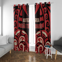 Aotearoa Ngai Te Rangi Window Curtain New Zealand Traditional Maori Pattern DT05 With Grommets Red - Polynesian Pride