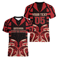 Custom Aotearoa Ngai Te Rangi Women V-Neck T-Shirt New Zealand Traditional Maori Pattern DT05 - Polynesian Pride
