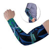 Custom Aotearoa Ngati Ranginui Arm Sleeves New Zealand Traditional Maori Pattern DT05 Set of 2 Navy - Polynesian Pride