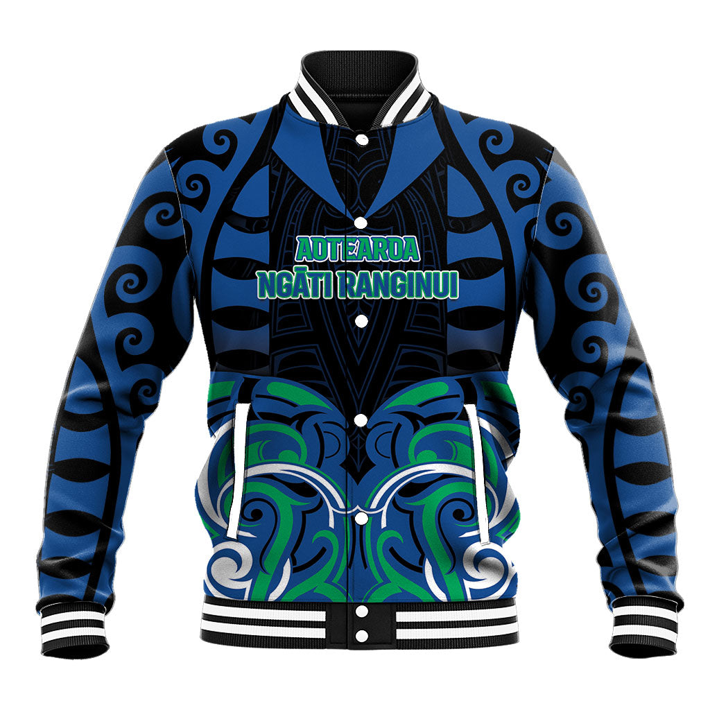 Custom Aotearoa Ngati Ranginui Baseball Jacket New Zealand Traditional Maori Pattern DT05 Unisex Navy - Polynesian Pride