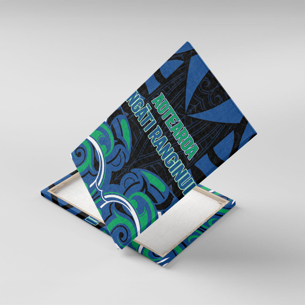 Aotearoa Ngati Ranginui Canvas Wall Art New Zealand Traditional Maori Pattern DT05 With Frame Navy - Polynesian Pride