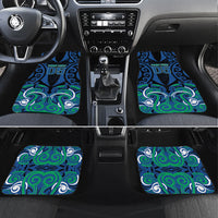 Custom Aotearoa Ngati Ranginui Car Mats New Zealand Traditional Maori Pattern DT05 Set 4pcs Navy - Polynesian Pride
