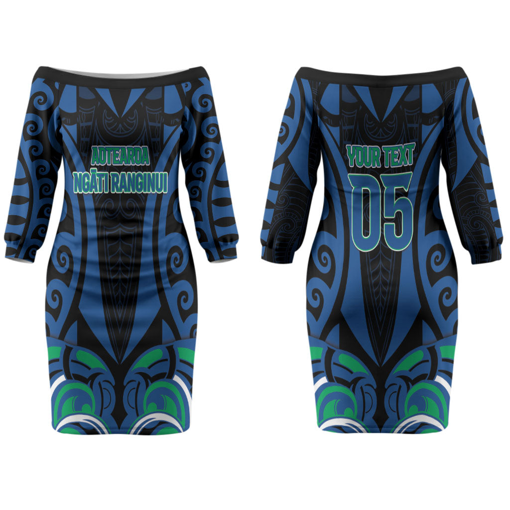 Custom Aotearoa Ngati Ranginui Couples Matching Off The Shoulder Long Sleeve Dress and Long Sleeve Button Shirt New Zealand Traditional Maori Pattern DT05 - Polynesian Pride
