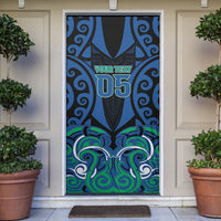 Custom Aotearoa Ngati Ranginui Door Cover New Zealand Traditional Maori Pattern DT05 Navy - Polynesian Pride