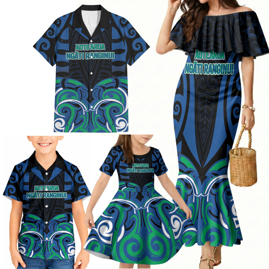 Custom Aotearoa Ngati Ranginui Family Matching Mermaid Dress and Hawaiian Shirt New Zealand Traditional Maori Pattern DT05 - Polynesian Pride