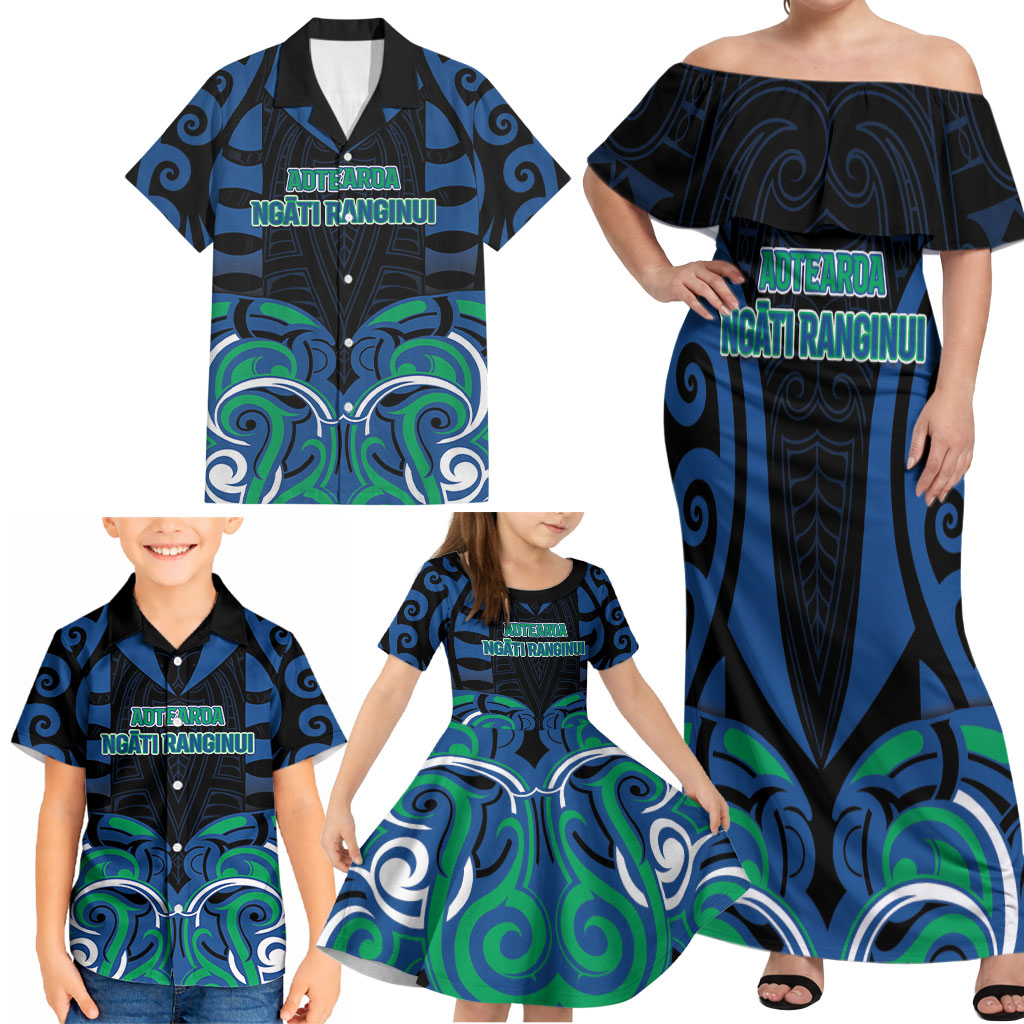 Custom Aotearoa Ngati Ranginui Family Matching Off Shoulder Maxi Dress and Hawaiian Shirt New Zealand Traditional Maori Pattern DT05 - Polynesian Pride